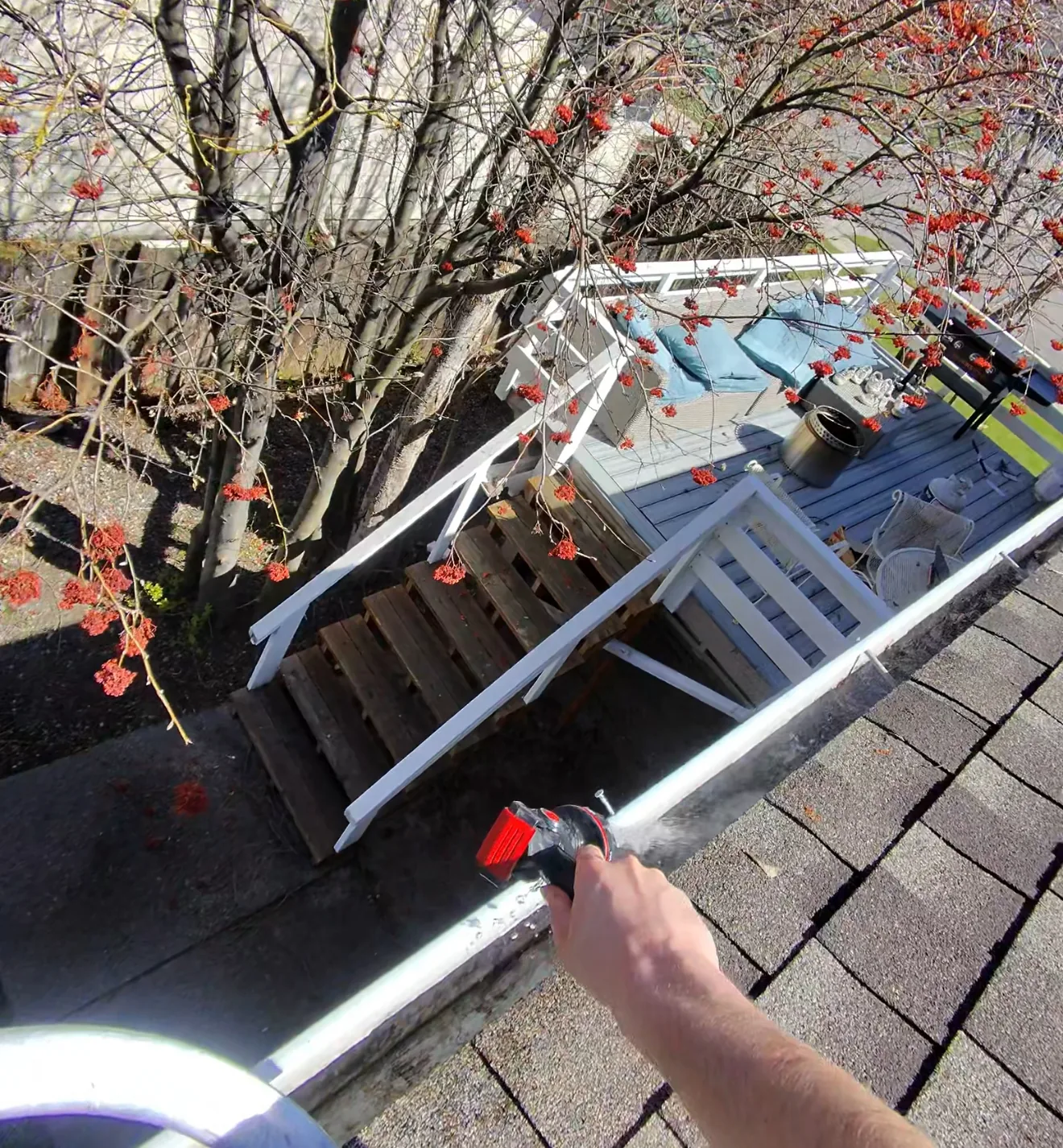 Professional gutter cleaning on a Bozeman, MT home